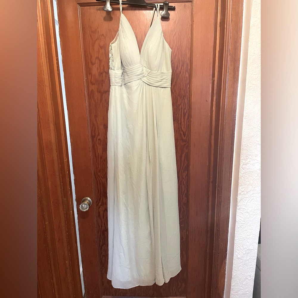 Azazie Eucalyptus bridesmaid dress